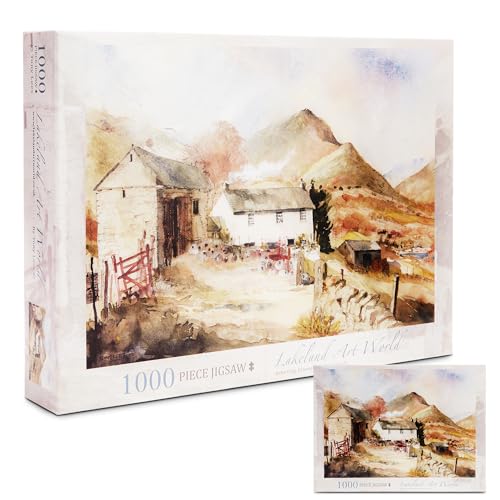 Lakeland Art World 1000 Piece Jigsaw Puzzles for Adults, Lake District, Helm Crag & Lakes, Featuring Beautiful Watercolor Artwork, Measuring 68.5 x 49cm, for a Stunning Landscape Experience