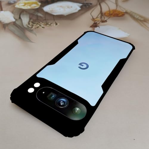 Image of AIBEX Crystal Clear Back Cover Case for Google Pixel 9 Pro XL 5G | 360 Degree Protection | Shock Proof Design | Transparent Back Cover Case (PC & TPU, Black Bumper)