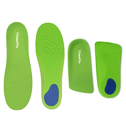 Fittest Pro Plantar Fasciitis Orthotic Insoles Full & 3/4 Length Shoe Sole Inserts for Men and Women Looking for Foot and Heel Pain Relief - XLarge Green