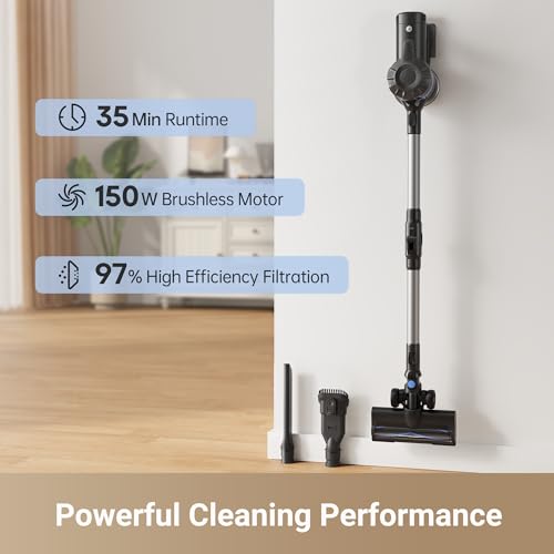 Image of DREAME Mova J10 Cordless Stick Vacuum Cleaner, 8K Pa Powerful Suction, 4x2200 mAh Battery, 35 Minutes Running Time, Folding Tube for Corner Cleaning, 0.5 Litre