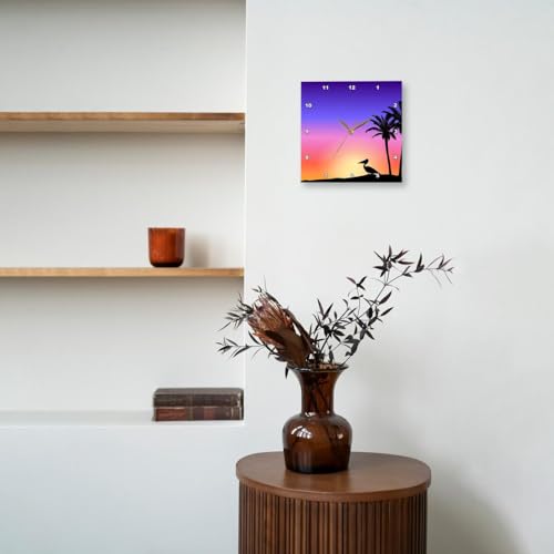 3dRose DPP_76698_3 Tropical Palm Trees and Pelican Silhouette at Sunset Beach Nautical Seaside Scene Wall Clock, 15 by 15-Inch - Image 8