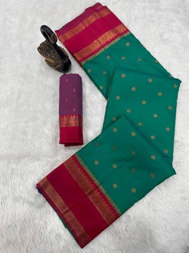Image of Dharmavaram Pattu Paithani Saree Pure Silk Zari Weaving Floral Border Rich Pallu With Blouse Piece