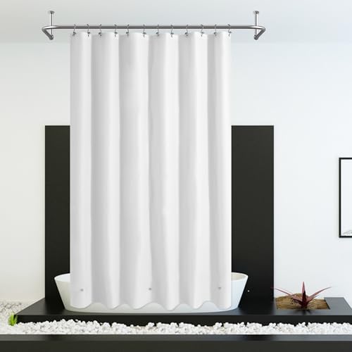 Image of Mrs Awesome Extra Long Shower Curtain Liner with 3 Magnets, Ceiling to Floor XL PEVA Plastic Shower Curtain for Bathroom Lightweight & Waterproof, 72 x 96, White