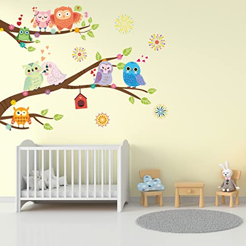 Anfigure Owl Tree Branch Wall Decals For Kids Baby Girls Boys Room Owl Wall Stickers Nursery Playroom Bedroom Classroom Bird Animal Theme Jungle Plant Wall Decal Owl Wall Decor #TOP2