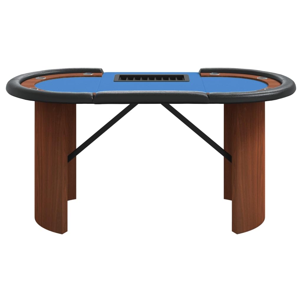 Toshilian Table de Poker, Table de Jeu Table de Casino Table de Poker 8 Joueurs avec Plateau à jetons Bleu 160x80x75cm