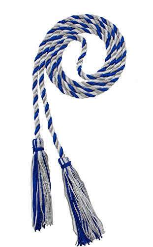 Image of Graduation Honor Cord - Royal /Gray /White - Every School Color Available - Made in USA