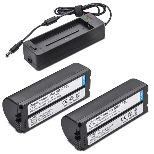 2-Pack NB-CP2L Battery with Charger for Canon Compact Photo Printer CP1300 CP1200 CP100 CP200 CP220 CP300 CP330 CP400 CP510 CP600 CP710 CP730 CP770 CP780 CP790 CP800 NB CP2L NB-CP1L 2000mAh