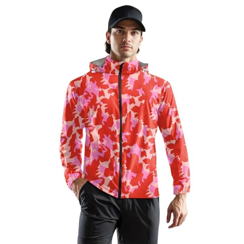 TOFOTL Herren Regenjacke Wasserdicht Softshelljacke Für Herren Regencape Allwetterjacke Softshell Faltbar Jagd Softshelljacken Lauf Ausrüstung Softshelljacke Regenmantel Fahrrad Rosa S