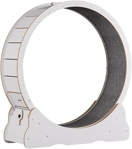 無垢材猫ホイール サイレント設計 ランニングローラー スクラッチボード付き 猫運動用 (S,ホワイト)