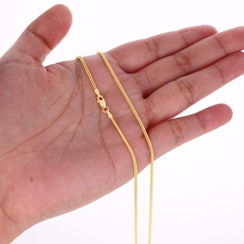 Nuragold 14K Real Yellow Gold Franco Square Chain Wheat Necklace 16"-30" (1.5mm-5mm) Italian Jewelry for Men & Women4