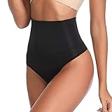 Joyshaper Damen Mieder String Bauchweg Tanga Thong Nahtlose Hohe Taille Figurformender Miederslip Shaping Unterwäsche (Schwarz, Large)