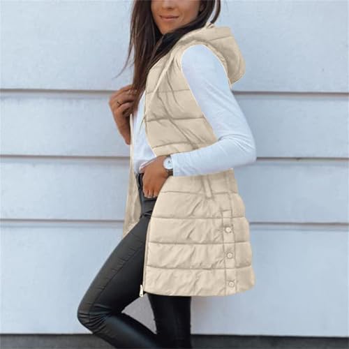 Womens Long Puffer Vest Lightweight Plus Size Quilted Jackets with Hood - image 5