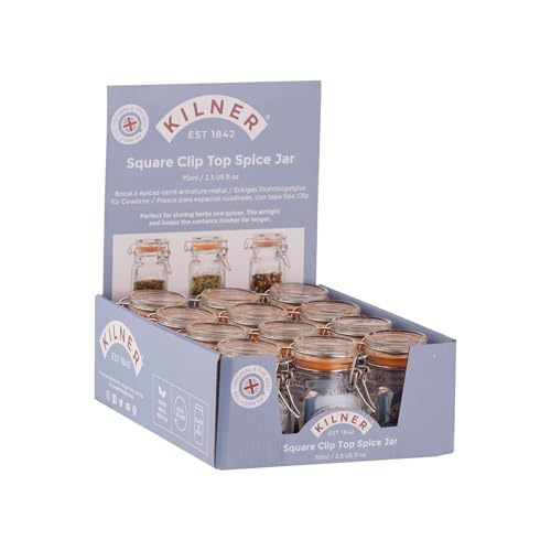 Image of Kilner Premium 6 x 70ml Airtight Clip Top Borosilicate Glass Jar |Glass Container Ideal for Kitchen Storage, Yogurt, Overnight Oats & Pickles