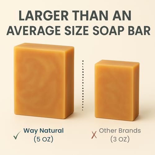 Way Natural Sandalwood Soap Bar - Goat Milk Soap for Men & Women - Natural, Handmade w/Real Milk - Dry Skin, Hands/Body - Premium, Gentle, No Dyes - (1, Large, 5oz)
