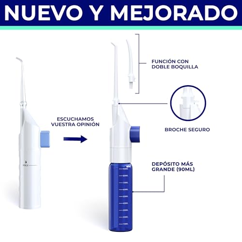 Oravix Irrigador dental portatil, Irrigador bucal con 2 boquillas: Limpieza dental y Extractor de tonsilolitos, Solución para eliminar el mal aliento, Depósito agua 90ml, Irrigador dental viaje - imagen 3