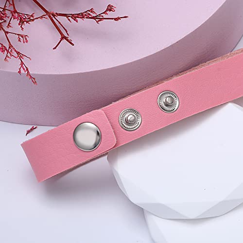 Flongo Choker Leder Halsband Lederhalsband Damen, Leder Halskette Halsband Anhänger Choker Tattoo Kette Pink Silber Herz Einstellbar Verstellbar Gothic Punk Rock Damen