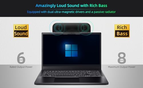 Image of Computer Speakers for Desktop PC, Monitor Speakers, USB Plug-in, Wired, External Speaker for Laptop, Small Computer Soundbar for PC, with Loud Sound, Deep Bass, USB-C Adapter, Easily Clamp to Monitor
