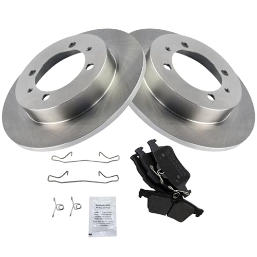 Image of TRQ Rear Brake Pad and Rotor Set Semi Metallic Rotors Compatible with 2004 Volvo S40
