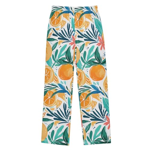 Orange Leaves Lemon Pajama Pants Long Sleep Pant Soft PJ Bottoms Sleepwear