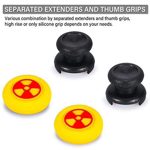 Image of Playrealm FPS Thumbstick Extender & 3D Texture Rubber Silicone Grip Cover 2 Sets for Xbox Series X /S & Xbox One Controller(Radiation Yellow)