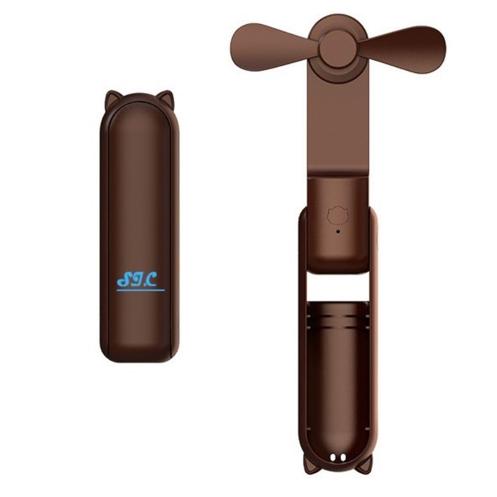 SIC - Mini Ventilatore Portatile, Ventilatore Portatile a Batteria, Ventilatore da Scrivania Silenzioso Piccolo, Ventilatori Portatili Ufficio,Powerbank Ventilatore Ricaricabile Porta Tipo C (Marrone)