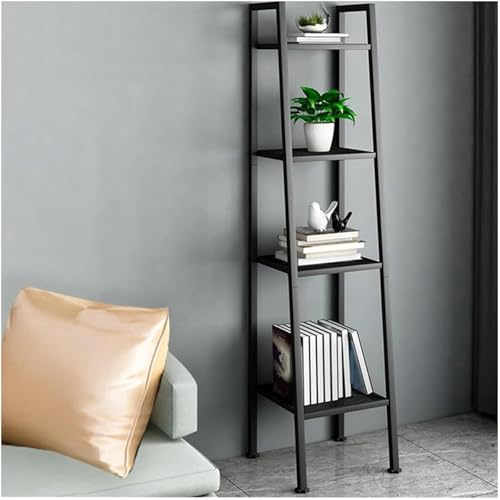 Estantería de escalera de metal, estantería trapezoidal industrial de 4 niveles, estante de almacenamiento moderno que ahorra espacio para espacios pequeños, soporte de flores de balcón de suelo a