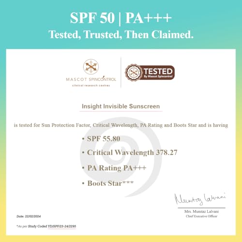 Image of INSIGHT Invisible Gel Sunscreen SPF 50 | PA+++ Broad Spectrum | No White Cast, Oil-Free, Non-Comedogenic, Water & Humidity Resistant | Lightweight & Hydrating Sun Protection for All Skin Types