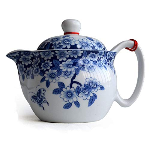 Small Porcelain Teapot, 9Oz Tea Pot With Stainless Steel Infuser Classical Chinese Penoy Flower (Love Of Butterfly) #TOP24