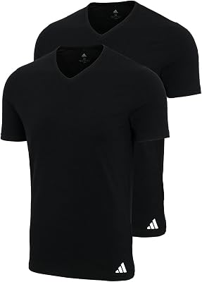 adidas Men's 2 Pack Active Flex Cotton V-Neck T-Shirt Vest