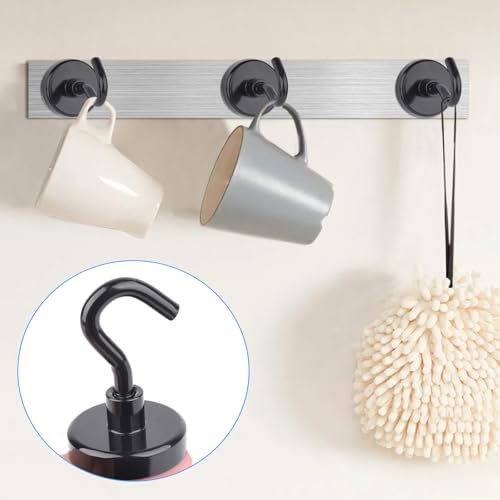 Aenienoe Magnethaken Klein 12Stück Magnet Haken Starke Schwarz Magnetische Neodym Magnetic Hooks Hakenmagnete zum Aufhänger Küchen Camping Zubehör 16mm
