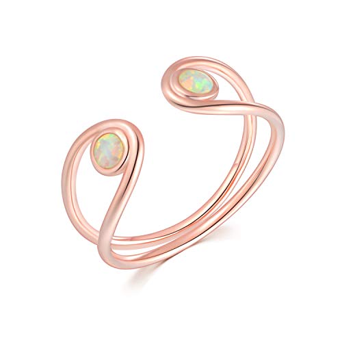 CiNily Womens Gold Plated Created Fire Opal Ring/Triangle Ring/Adjustable Wrap Open Ring for Teen Girls Size 5-13