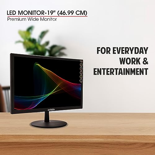 Image of Zebion 19HD1 18.5 Inch (46.99 Cm) Wide Led Monitor with Supporting Hdmi, Vga Input, Resolution 1366 X 768 Pixels, 17M Colors, Glossy Panel, Slim Design and Durable Body (Black)