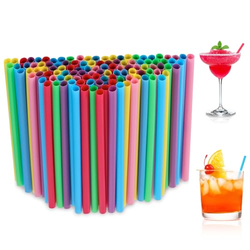 [100 Pcs] Colorful Disposable Cocktail Short Straws - 5.12 Long 0.24 Diameter Plant-Based Drinking Straws for Whiskey Bar Club Coffee Soda Party Cold Drinks