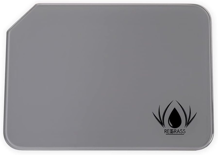 Redgrass Glass Palette for Oil Painting, Acrylics, Miniature Painting - 8.5" Painter Lite - Tempered Glass with Bevelled Edges - 4 Rubber feet - Light Gray Backing