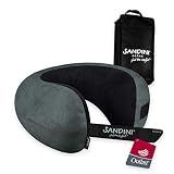 SANDINI TravelFix Plus Size – Almohada de Viaje Premium con Cierre/Almohada Cervical con función de Soporte ergonómico – Bolsa de Transporte con Clip de fijación Gratuita