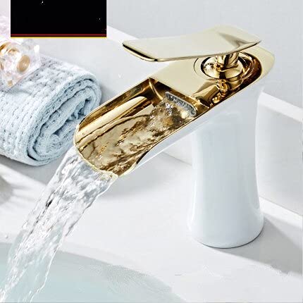 Basin Faucets Waterfall Bathroom Faucet Single Handle Basin Mixer Tap Bath Black Gold Faucet Brass Sink Water Crane Silver(Gold 