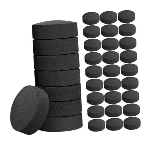 VANZACK Tablettes De Charbon De Bois 70 Pièces 40 Mm pour Barbecue Domestique Et Cheminée, Charbon De Cheminée Naturel pour Grillades en Extérieur, Allumage Rapide, Camping Et Cuisson