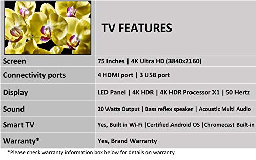Image of Sony Bravia 189 cm (75 inches) 4K UHD Certified Android LED TV KD-75X8000G (Black) (2019 Model)