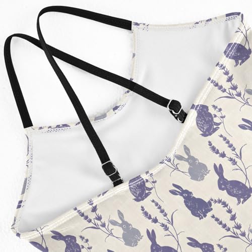 senya Girls Swimsuits One-Piece Swimwear Tie Bathing Suit Beach Summer Round Neck 5-6T Purple Rabbit Pattern4