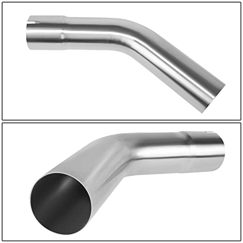 Image of DNA MOTORING ZTL-PP-30-45-SS 45 Degree DIY Custom Mandrel Exhaust Tubing, 3 inch OD, Stainless Steel,Universal Fit,Polished Finish