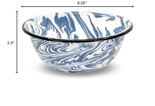 Red-Co-Set-of-4-Enamelware-Metal-Classic-20-oz-Round-Cereal-Bowl-Navy-BlueBlack-Rim-Swirl-Design Red Co Set of 4 Enamelware Metal Classic 20 oz Round Cereal Bowl Navy BlueBlack Rim Swirl Design
