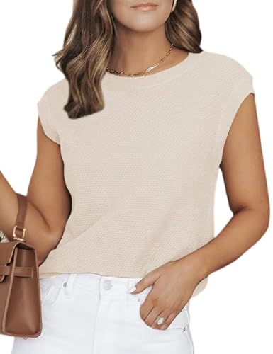 CiCiBird Women Summer Cap Sleeve Sweaters Knit Crew Neck Pullover Tank Tops 2025 Casual Trendy Shirt