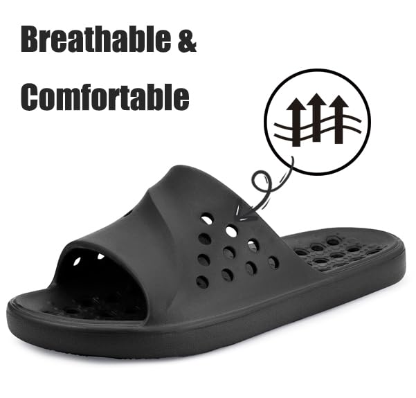 Image of Shower Shoes for Womens Mens Slides | Quick Drying,with Arch Support,Beach Sandals,Non Slip,Summer,Bathroom,Indoor,Massage House Slippers,Drain Holes