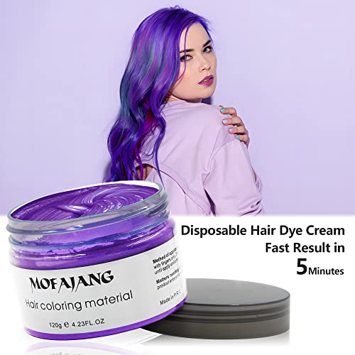 Image of Purple Temporary Hair Dye Wax Natural Instant Hair Color Wax Pomades 4.23 oz,Hair Styling Clay for Party, Cosplay, Halloween,Christmas