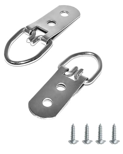 Image of 10 Pcs D-Ring Steel Picture Hangers, Heavy Duty Double Holes Paintings Hook