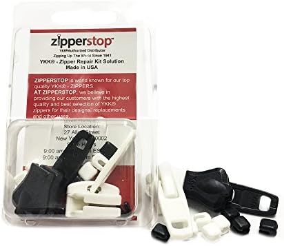 YKK Zipper Repair Kit Solution Vislon #10 Slider/Pull Type Plastic - Top Stoppers (Made in USA) in Clamshell Box w/Hanger (Automatic Lock, Mix 2 Pulls-top Stoppers) image 2