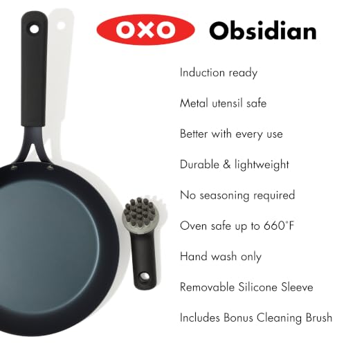 [NEW, Prime] $44.99 | OXO Obsidian 10” Carbon Steel Frying Pan with Iron Cleaning Brush - image 4