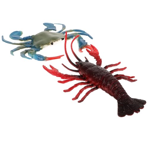YARNOW 2個リアルな海洋生物模型 プラスチック製エビ カニの 水槽デコレーション 教育的シミュレーションフィギュア 子供と のための楽しいインテリアオーナメント