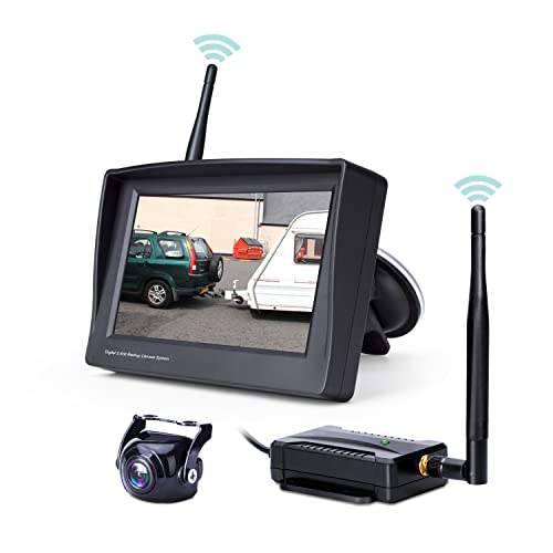 RVTXRX Wireless Backup Camera, 4.3 inch Monitor and 149° Wide Angel Waterproof Universal Reverse...