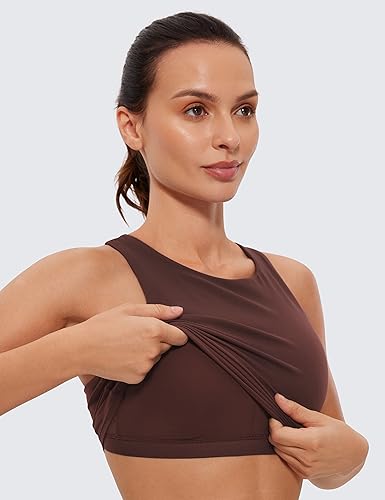 Image of CRZ YOGA Butterluxe High Neck Crop Tank Tops | Light Support, Removable Pads, Yoga, Extremely Soft, Racerback, Longline Sports Bras for Women